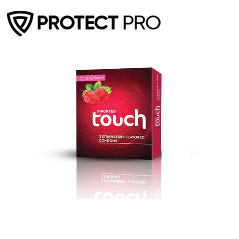 Touch- Pack Of 3 Strawberry Condoms